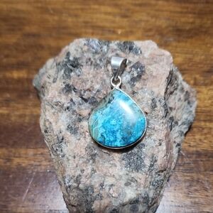 Chrysacolla Sterling Silver Teardrop Pendant